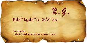 Mátyás Géza névjegykártya